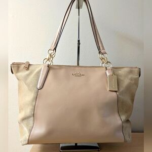Coach Ava Leather And Suede Tote, Taupe